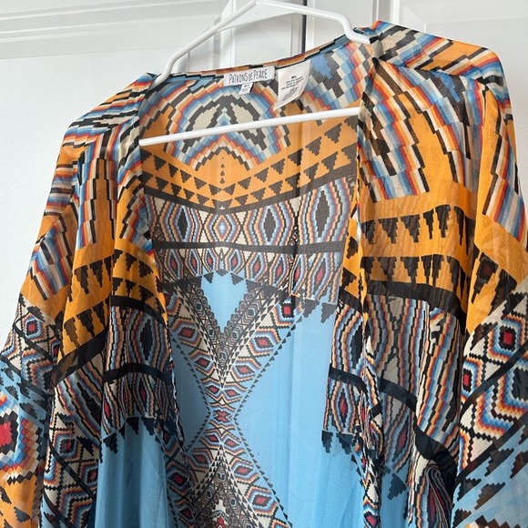 Patrons of Peace Western Style Kimono, Size M/L, Colorful, Blue and Orange, NWOT - Picture 5 of 10
